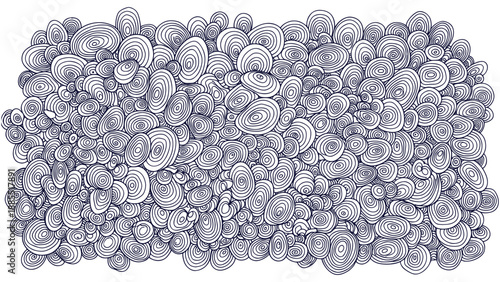 Complex Abstract Hand Drawn Doodle Seamless Pattern Concentric Ovals Circles Texture Background