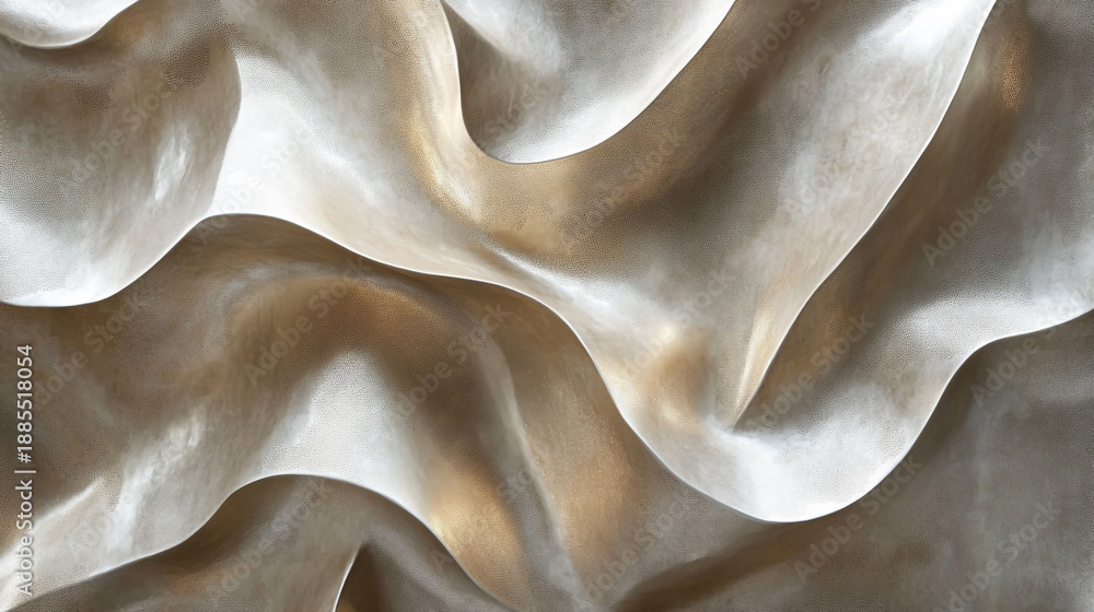 Obraz premium Abstract flowing fabric texture, champagne gold color, soft folds, luxurious silky material, elegant