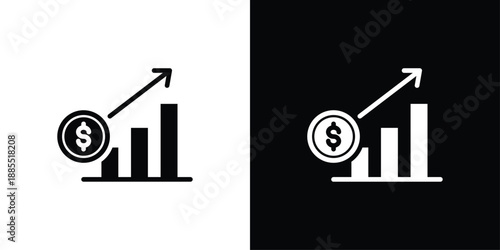 Revenue Growth Icon Sheet Black And White