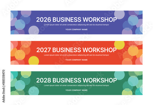 Modern business banner templates with abstract geometric patterns. Perfect for workshops, events, conferences, presentations, or branding projects, combining style and professionalism.
