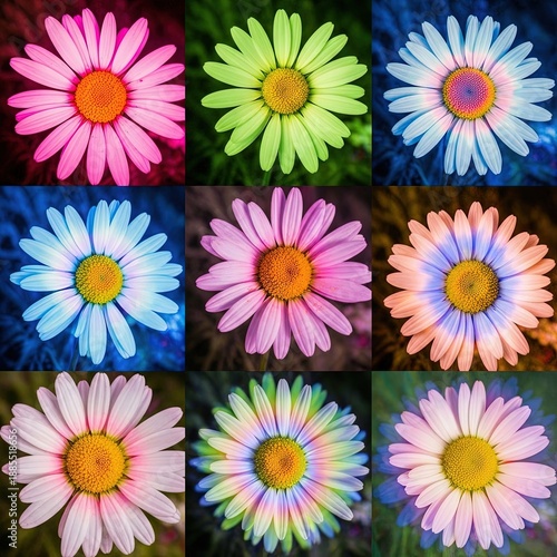 Colorful daisy flowers isolated on white background