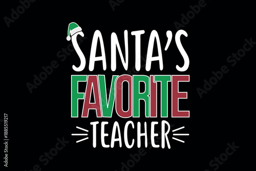 Santa's favorite teacher - Santa claus joyfully presents a holiday gift to a smiling teacher in a festive classroom setting with a green chalkboard