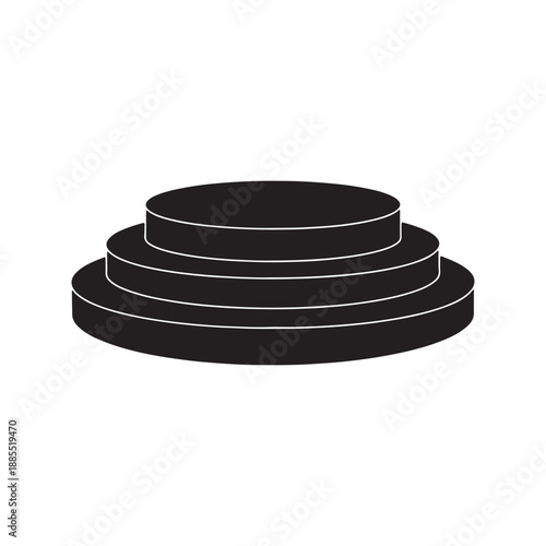 Carpet award ceremony round stepped podium or pedestal 3d realistic silhouette icon vector illustration on white background