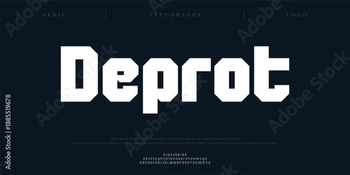 Deport, Creative digital minimal modern logo alphabet font. Typography abstract minimalist sans serif technology, electronic, digital, music, movie, creative logos fonts. vector illustration
