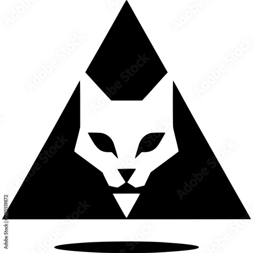 Geometric Feline Essence: The silhouette of a cat's visage, gracefully contained within a sharp triangular frame, captures a modern sense of elegance.
