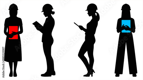 Silhouette of a team of businesswomen