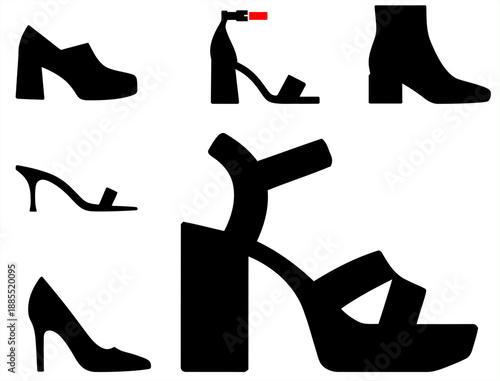 set of women's shoe silhouettes