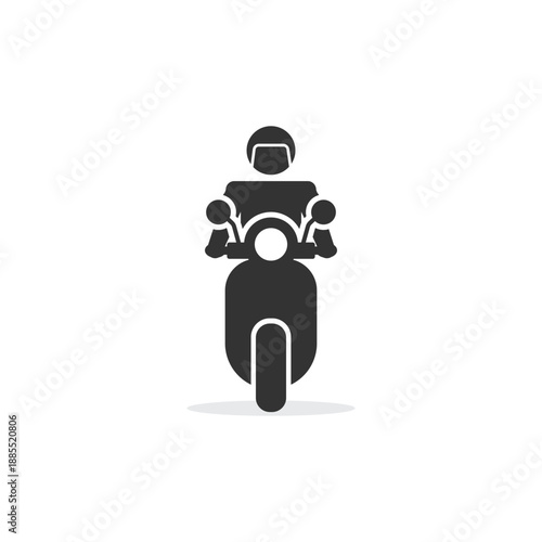 flat design vector icon of a motorcyclist from the front.