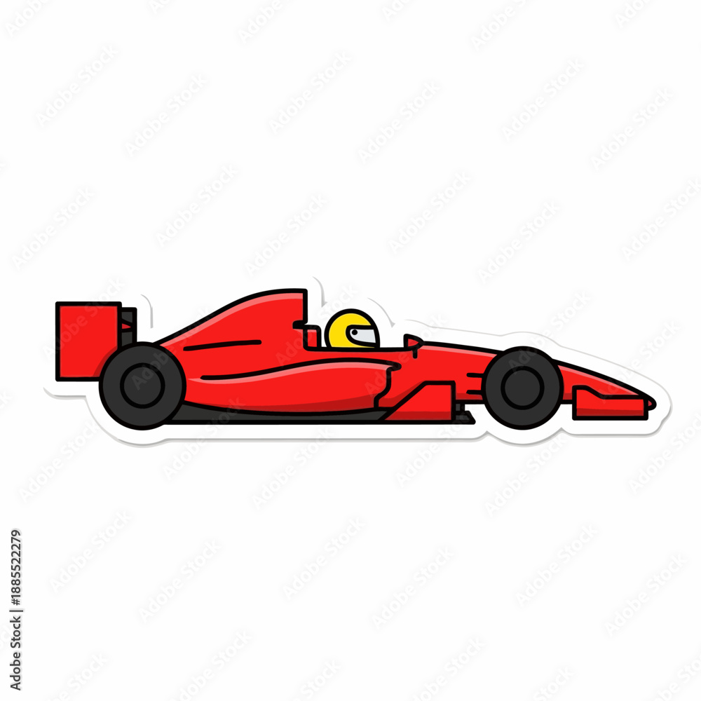 Obraz premium Red Racing Car with Driver Sticker.