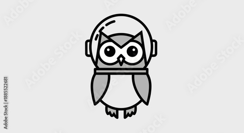 Astronaut owl cartoon illustration