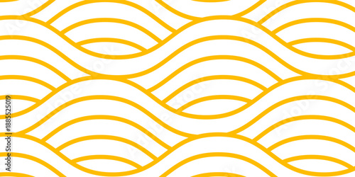 Yellow instant noodle, pasta and spaghetti texture with geometric wavy lines. Ramen, pasta vector pattern. Background abstract food illustration