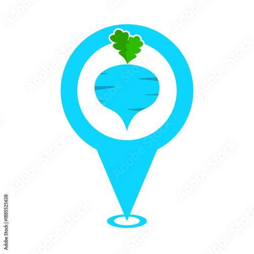 cute blue beetroot vegetable location pin icon