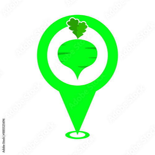 cute green beetroot vegetable location pin icon