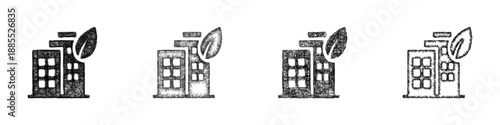 Sketch sustainable building icon design set