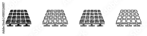 Sketch solar farm icon design set