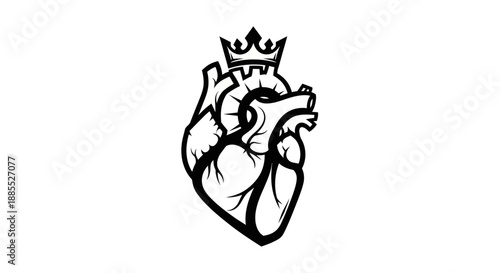 Anatomical heart with crown emblem
