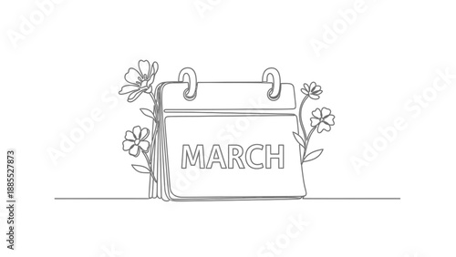 Calendar with March date and flowers.