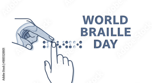 Celebrating World Braille Day with a hand reading Braille, promoting accessibility and inclusivity for the visually impaired community worldwide