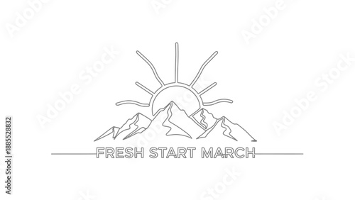 Mountain Landscape with Rising Sun Logo.