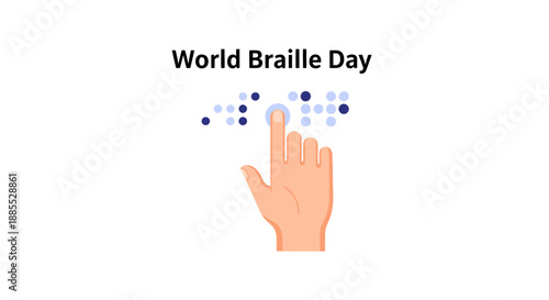 A hand reading Braille on World Braille Day with fingers touching raised dots in a celebration of tactile literacy