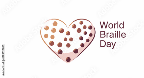 Celebrating World Braille Day with heart-shaped braille dots illustration on a gentle gradient background from various viewpoints
