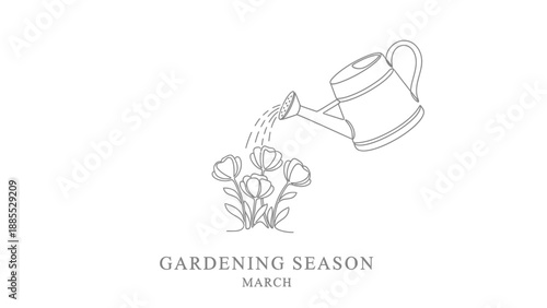 Watering Can Pouring Water on Flowers.