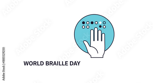 A hand reading braille on a circular tactile display on World Braille Day