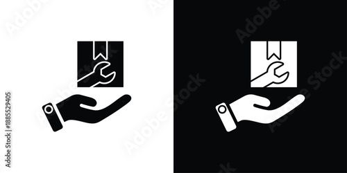 Delivery Service Icon Sheet Black And White