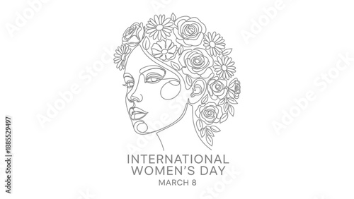 Woman Portrait with Flowers in Hair.