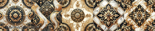 Seamless luxury pattern vector - marble & gold texture pack