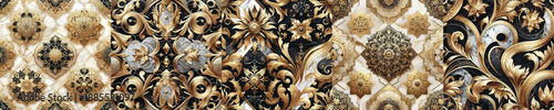 Seamless luxury pattern vector - marble & gold texture pack