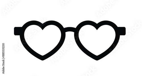 Black heart shaped glasses simple vector illustration for fashion and love concept isolated on white background