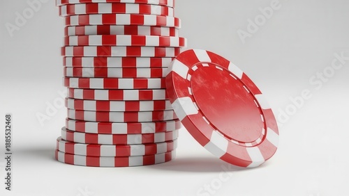Stacked Red White Casino Chips