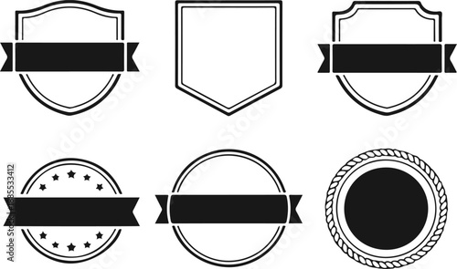 Six Black And White Emblem And Badge Templates label