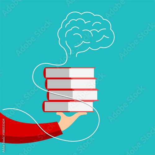 Books stimulate brain activity learning concept illustration