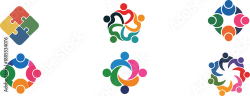 Set of Six Modern Flat Line Icons for Business Strategy, Financial Analysis, and Corporate Growth