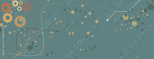 Futuristic steampunk style DNA background, connected neural web