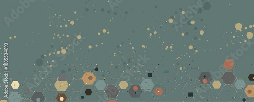Futuristic steampunk style DNA background, connected neural web