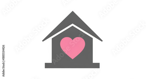 House icon with pink heart symbolizing love and home  