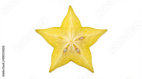 Bright Star-Shaped Slice of Yellow Carambola
