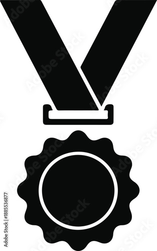 Black and white icon of a medal with a serrated edge