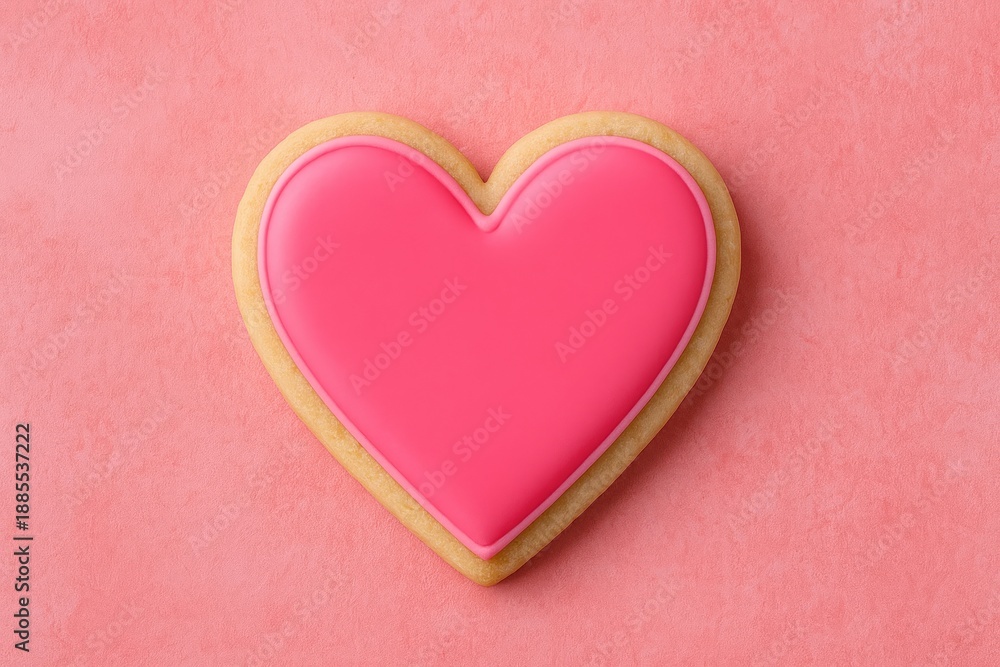 Fototapeta premium Heart-shaped pink icing cookie