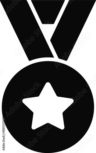 Black Silhouette of a Medal with Star and Ribbon award