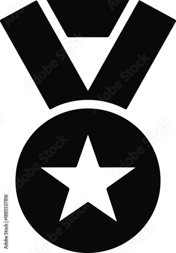 Black Silhouette of a Star Medal with Ribbon award