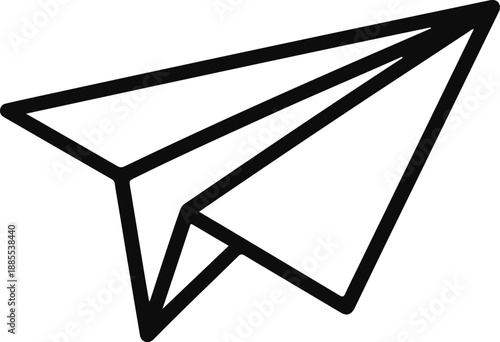 Black outline paper airplane icon on white background