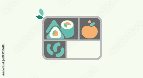 Bento box with food illustration