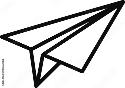 Black Outline Paper Airplane Icon origami folded paper