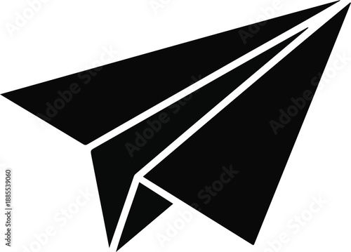 Black paper airplane icon on white background Keywords: paper airplane, icon, symbol, black