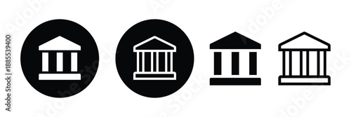 Govt building icon. Bank building icon. Court sign icon. Government building. Courthouse icon set