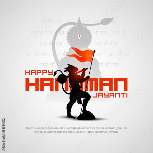 Vector illustration of Lord Hanuman for Hanuman Jayanti Janmotsav celebration background for religious holiday of India.